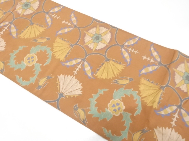 JAPANESE KIMONO / FUKURO OBI / SILK / WOVEN FLOWERS & BIRDS & SARASA